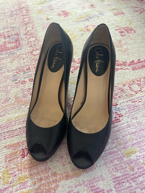 Cole Haan Shoes - Cole Haan Black Leather Peep-Toe Heels